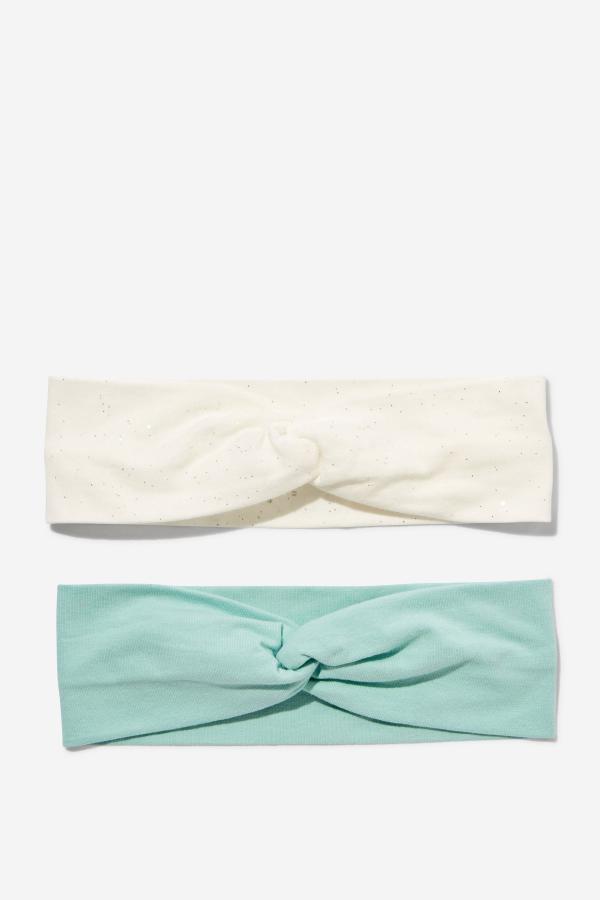 Cotton On Kids - Ballet Twist Headband 2Pk - Barber blue/vanilla sparkle