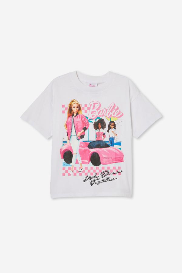 Cotton On Kids - Barbie Drop Shoulder Short Sleeve Tee - Lcn mat barbie we dream together/white