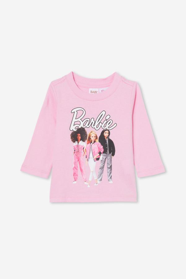 Cotton On Kids - Barbie Jamie Long Sleeve Tee - Lcn mat cali pink/barbie trio