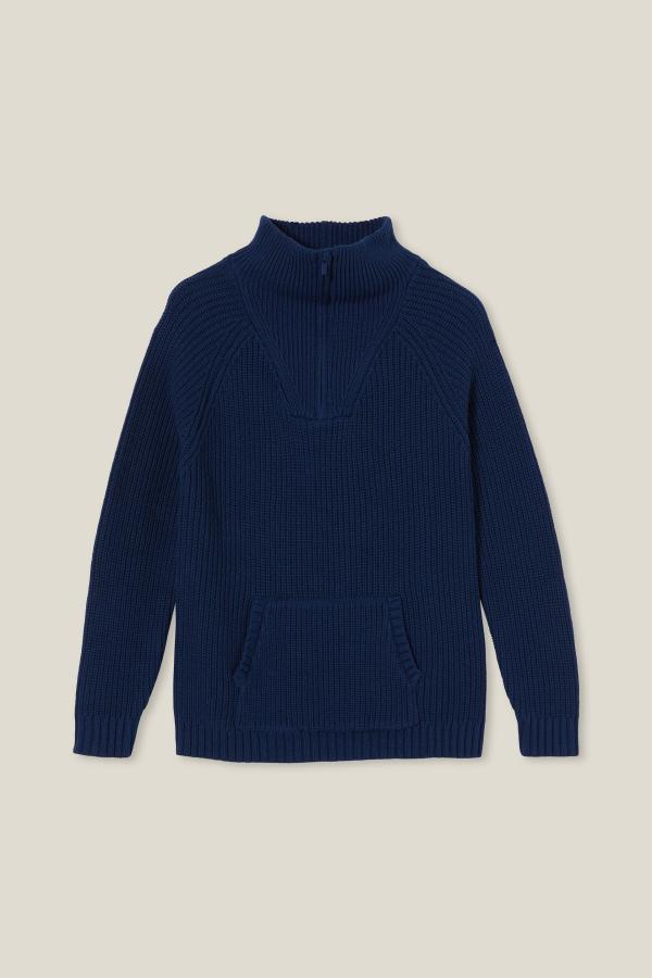 Cotton On Kids - Blakely Quarter Zip Knit - In the navy