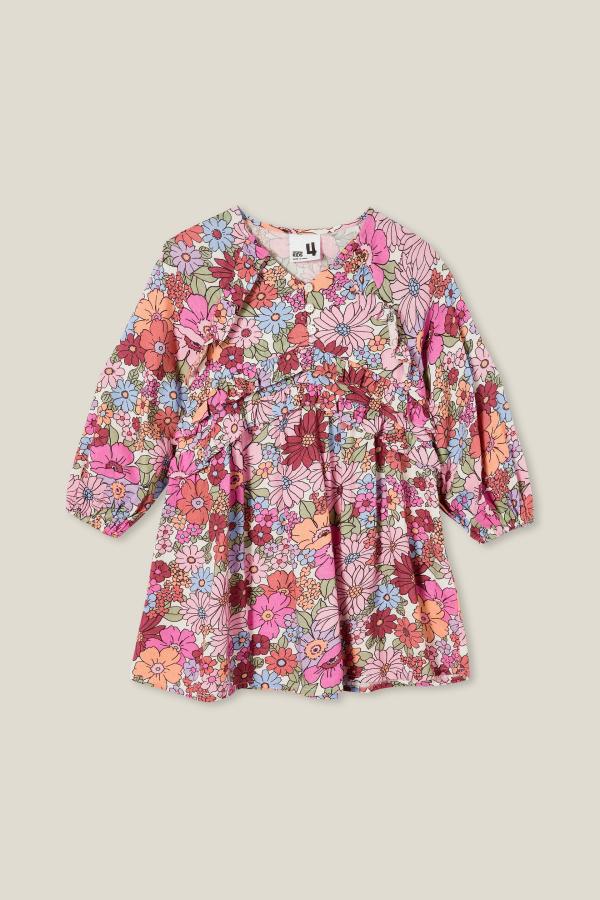 Cotton On Kids - Bronte Long Sleeve Dress - Vanilla/quinn floral