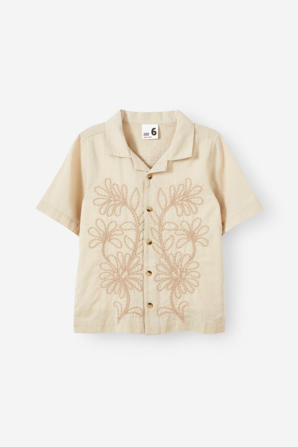 Cotton On Kids - Cabana Short Sleeve Shirt - Rainy day/leaf rope