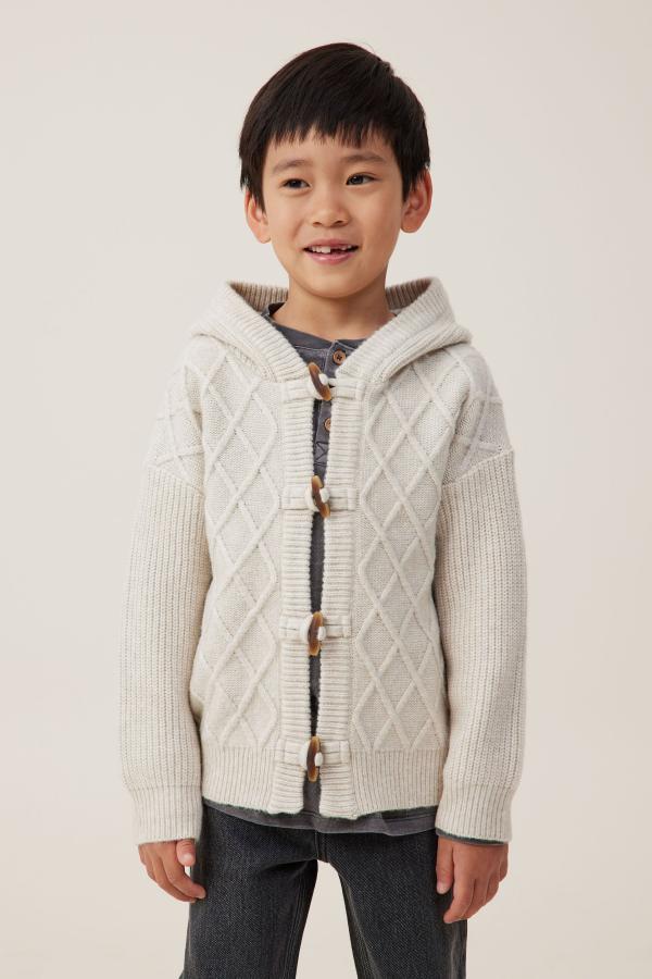 Cotton On Kids - Cable Hooded Cardigan - Rainy day