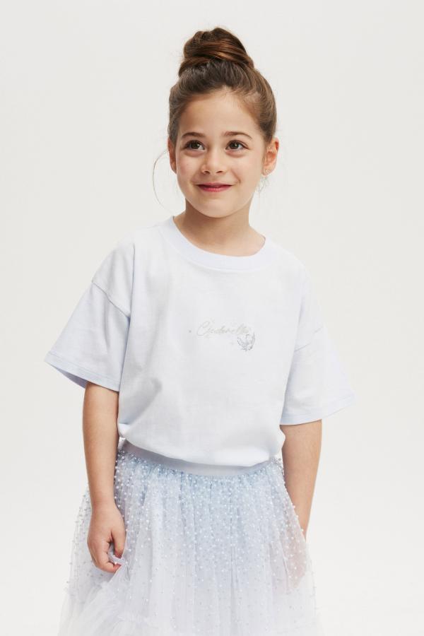 Cotton On Kids - Cinderella Drop Shoulder Short Sleeve Tee - Lcn dis cinderella ballerina/morning blue