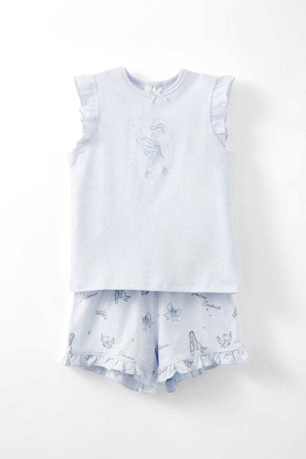 Cotton On Kids - Cinderella Stacey Flutter Short Sleeve Pyjama Set - Lcn dis morning blue/ballet cinderella