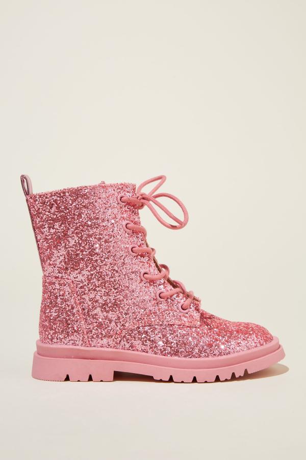 Cotton On Kids - Combat Lug Boot - Pink glitter