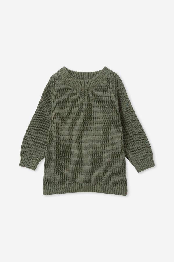 Cotton On Kids - Connor Crew Neck Jumper - Swag green nep