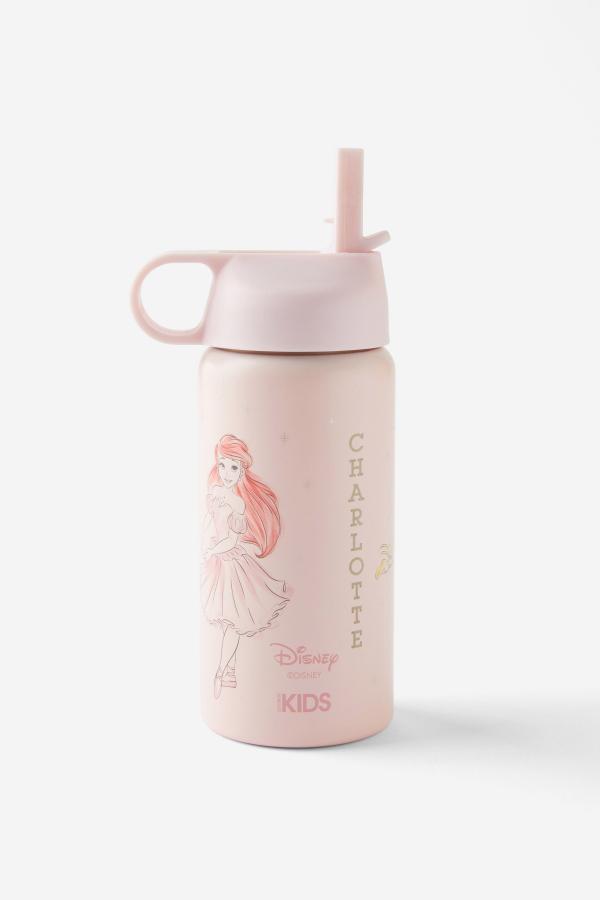 Cotton On Kids - Disney Princesses Kids Metal Drink Bottle Personalised - Lcn dis princesses/ballerina pink