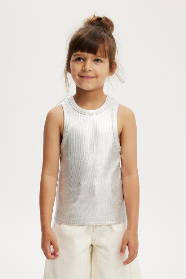 Cotton On Kids - Eleanor Tank - Silver foil rib