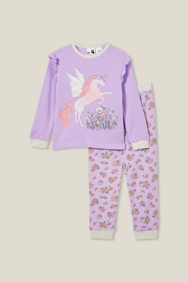 Cotton On Kids - Fiona Long Sleeve Pyjama Set - Lilac drop/unicorn meadow