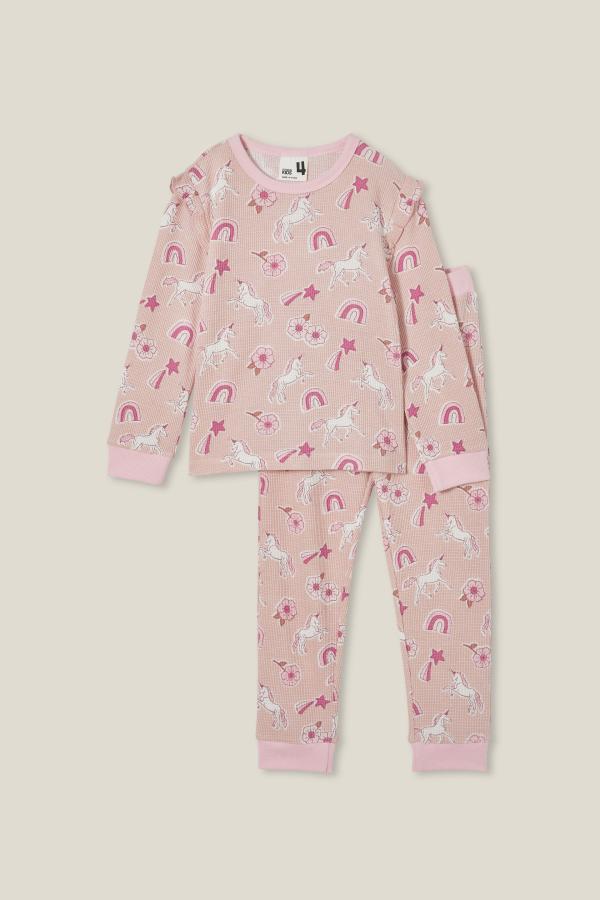 Cotton On Kids - Fiona Long Sleeve Pyjama Set - Zephyr/unicorn wood stamp