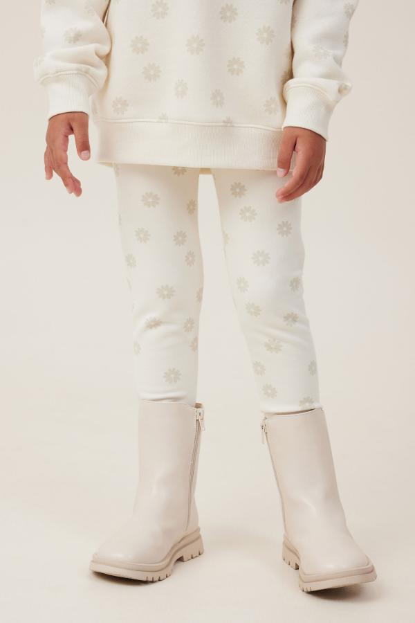 Cotton On Kids - Fleece Legging - Dark vanilla/ demi daisy