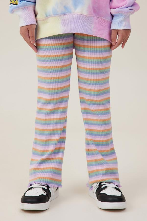 Cotton On Kids - Francine Flare Pant - Retro rainbow rib