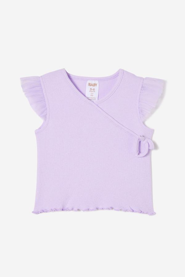 Cotton On Kids - Gina Sleeveless Flutter Wrap Top - Vintage lilac