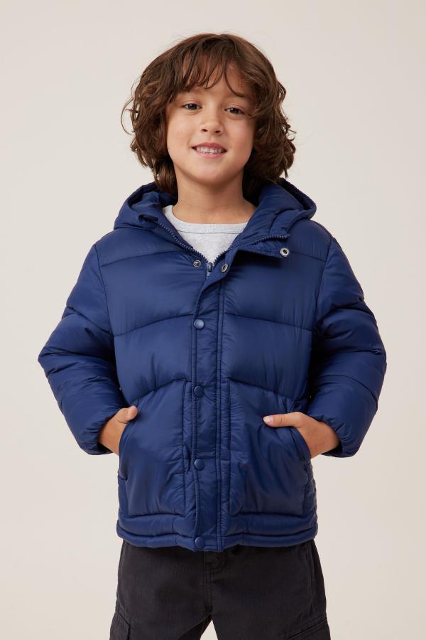 Cotton On Kids - Hunter Hooded Puffer Jacket - In the navy