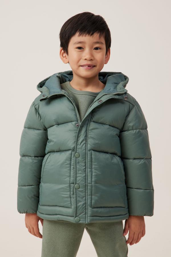 Cotton On Kids - Hunter Hooded Puffer Jacket - Swag green