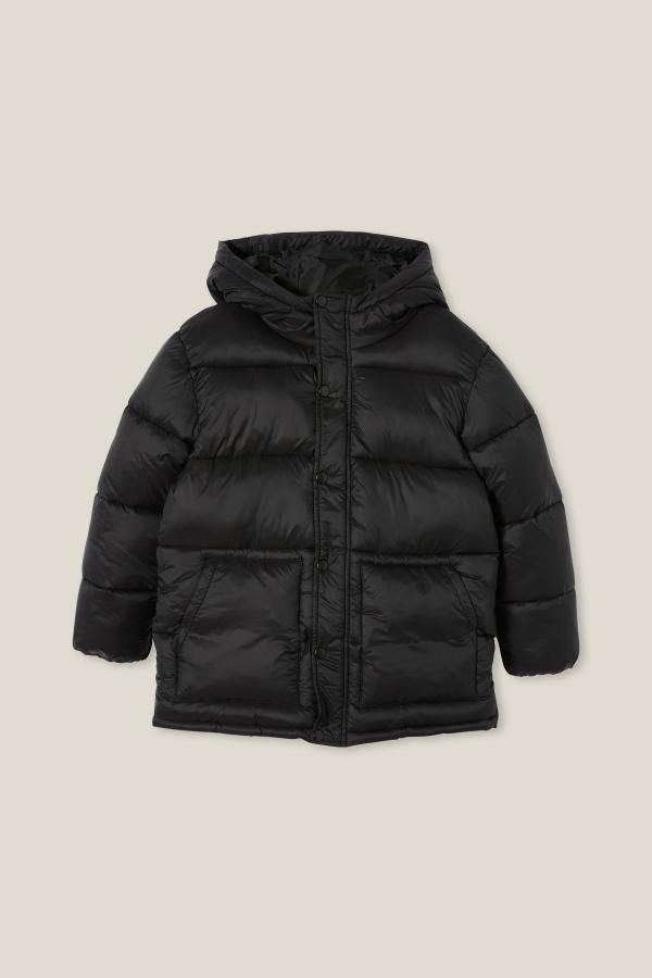 Cotton On Kids - Huntley Hooded Puffer Jacket - Black