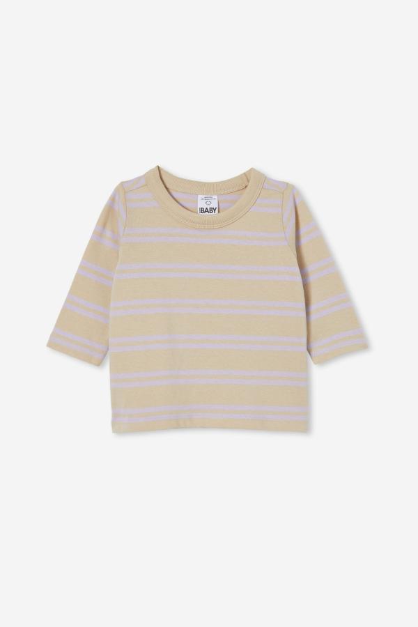 Cotton On Kids - Jamie Long Sleeve Graphic Print Tee - Rainy day/vintage lilac double stripe