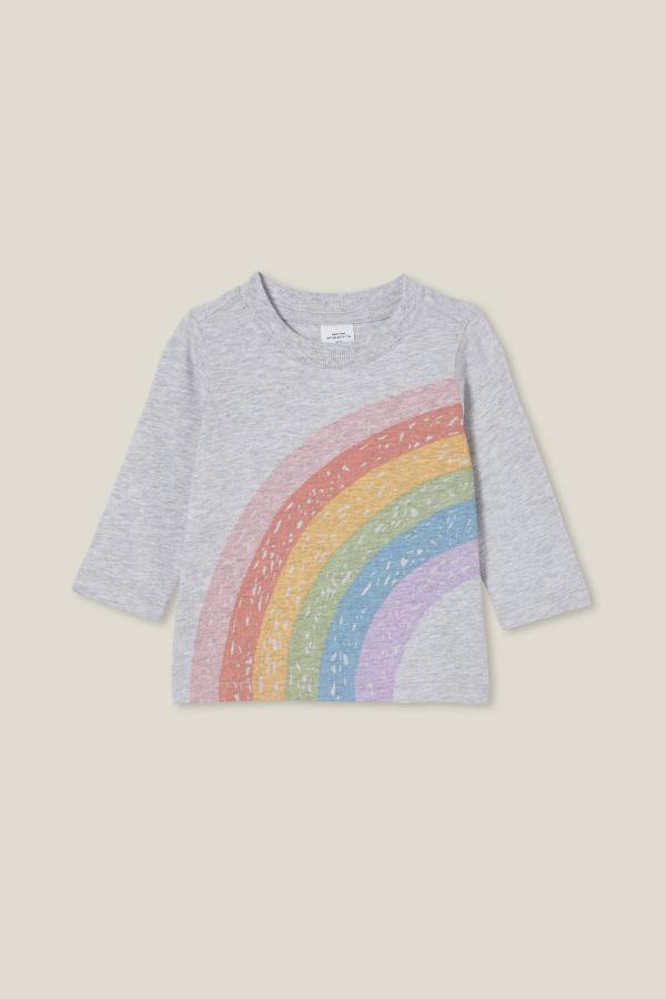 Cotton On Kids - Jamie Long Sleeve Tee - Cloud marle/sketchy rainbow