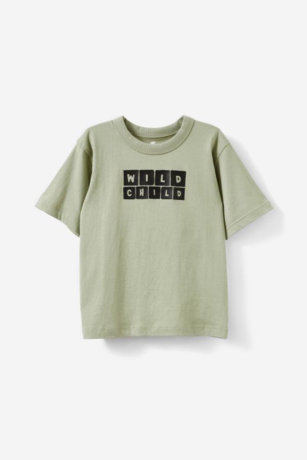 Cotton On Kids - Jonny Short Sleeve Graphic Print Tee - Deep sage/wild child