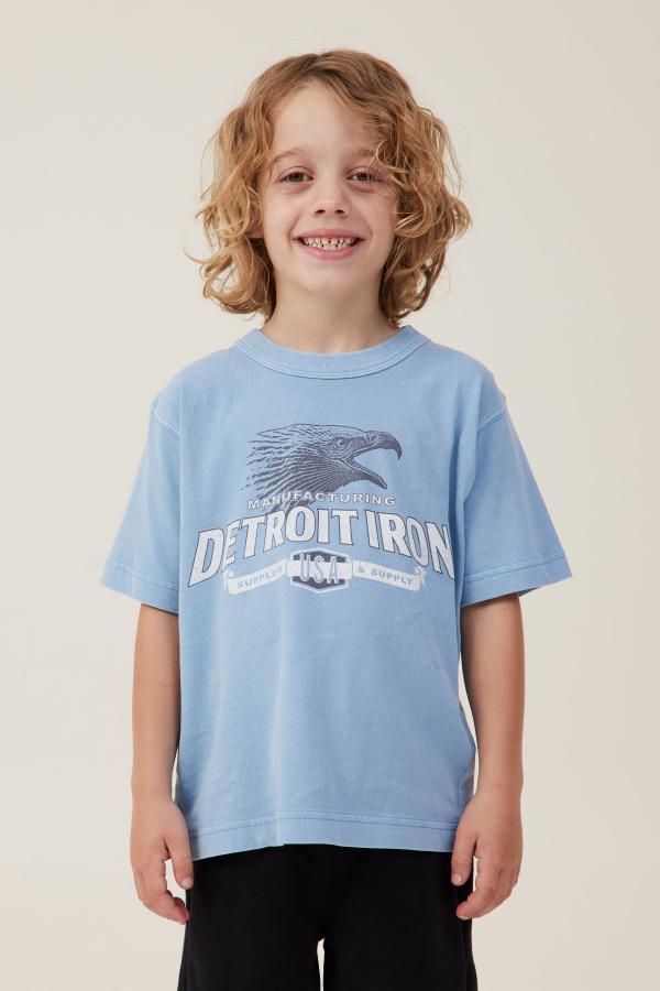 Cotton On Kids - Jonny Short Sleeve Graphic Print Tee - Dusty blue/detroit iron