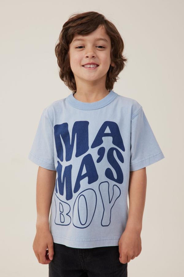 Cotton On Kids - Jonny Short Sleeve Print Tee - Dusty blue/mama's boy
