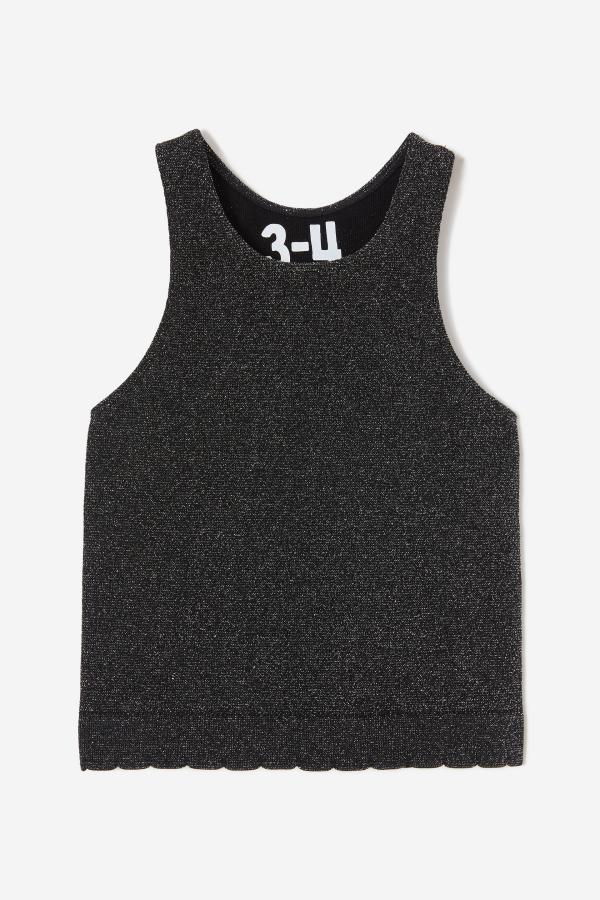 Cotton On Kids - Kali Seamfree Tank - Black metallic/scallop