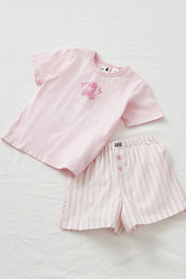 Cotton On Kids - Kelly Short Sleeve Pyjama Set - Blush pink/unicorn double stripe