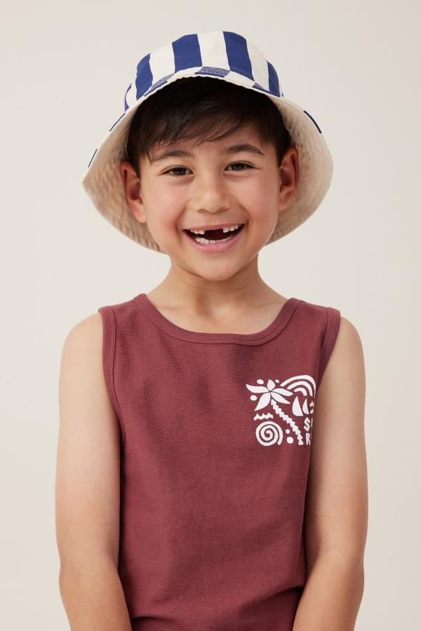 Cotton On Kids - Kids Reversible Bucket Hat - In the navy stripe