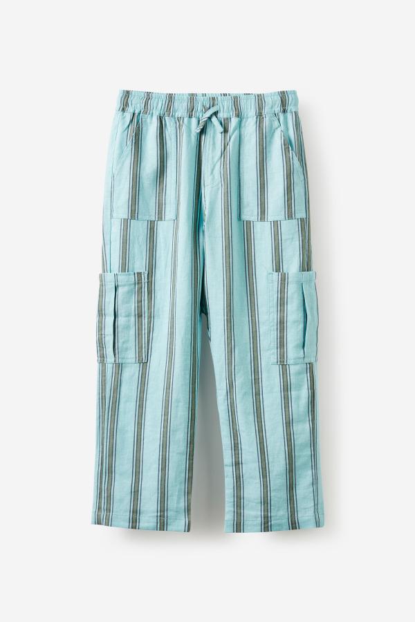 Cotton On Kids - Landon Cargo Pant - Barber blue/swag green stripe