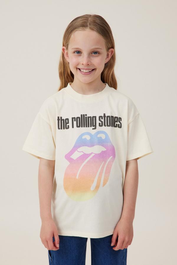 Cotton On Kids - License Drop Shoulder Short Sleeve Tee - Lcn bra rolling stones/dark vanilla