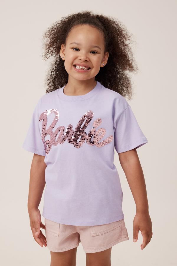 Cotton On Kids - License Drop Shoulder Short Sleeve Tee - Lcn mat barbie sparkle logo/lilac drop