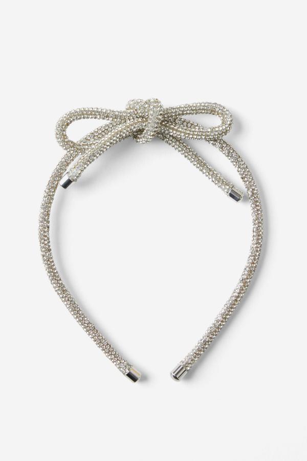 Cotton On Kids - Luxe Headband - Silvery/diamonte bow