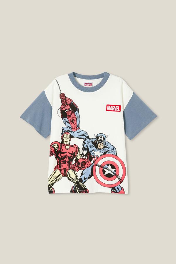 Cotton On Kids - Marvel Drop Shoulder Short Sleeve Tee - Lcn mar white & steel/marvel bff