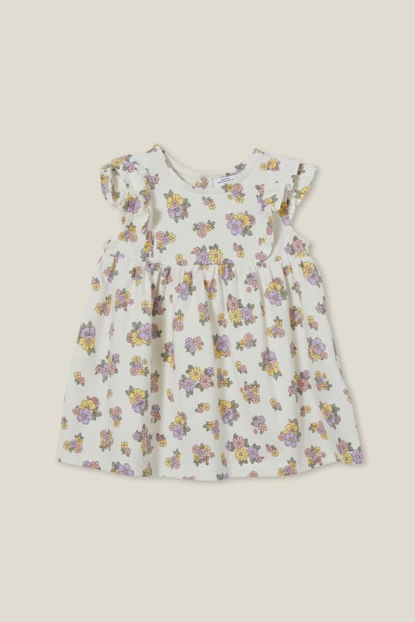 Cotton On Kids - Megan Sleeveless Ruffle Dress - Vanilla/vintage lilac ava floral