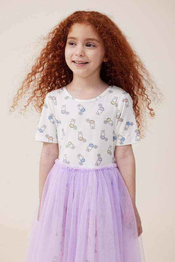 Cotton On Kids - Miffy License Sophia Dress Up Dress - Lcn mif miffy flowers/lavender dreams