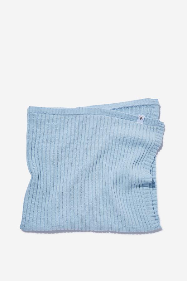 Cotton On Kids - Organic Knit Blanket - White water blue