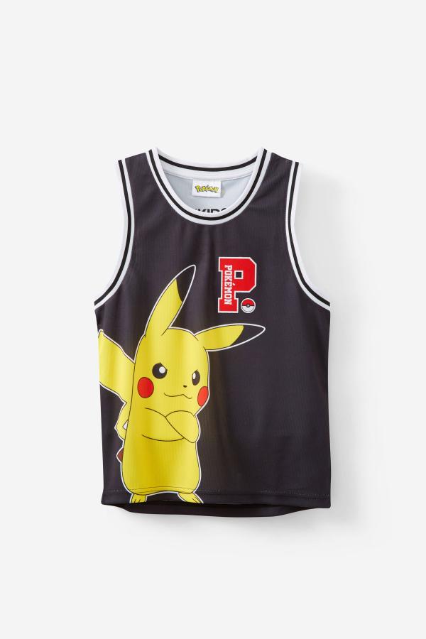 Cotton On Kids - Pokemon Basketball Tank - Lcn pok black/pokemon pikachu