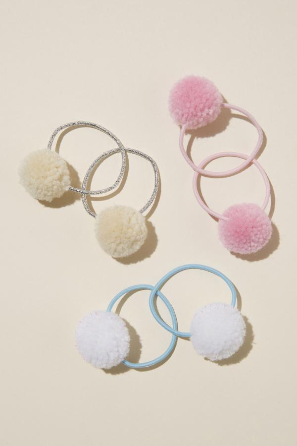 Cotton On Kids - Pom Pom Hairties - Ballerina/morning blue/baby yellow