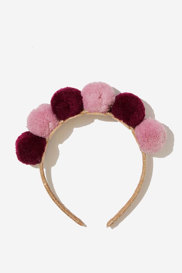 Cotton On Kids - Pom Pom Headband - Crushed berry/chalky mauve