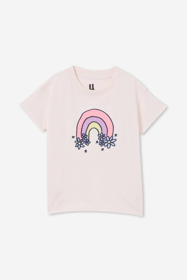 Cotton On Kids - Poppy Short Sleeve Graphic Print Tee - Crystal pink/rainbow daisies