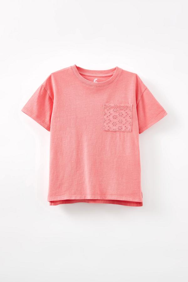 Cotton On Kids - Poppy Short Sleeve Graphic Print Tee - Orange coral wash/floral pocket