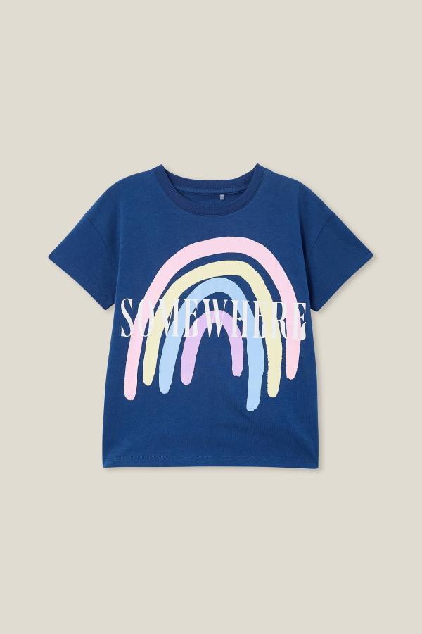 Cotton On Kids - Poppy Short Sleeve Graphic Print Tee - Petty blue/somewhere rainbow