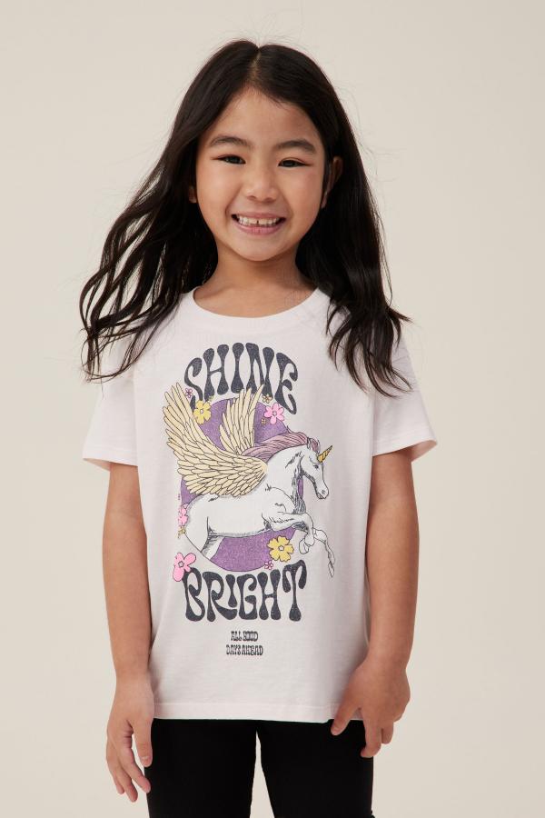 Cotton On Kids - Poppy Short Sleeve Print Tee - Crystal pink/shine bright unicorn