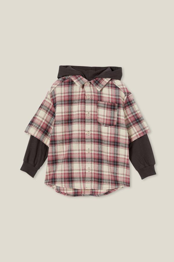 Cotton On Kids - Rugged Long Sleeve Layered Shirt - Rainy day/plaid