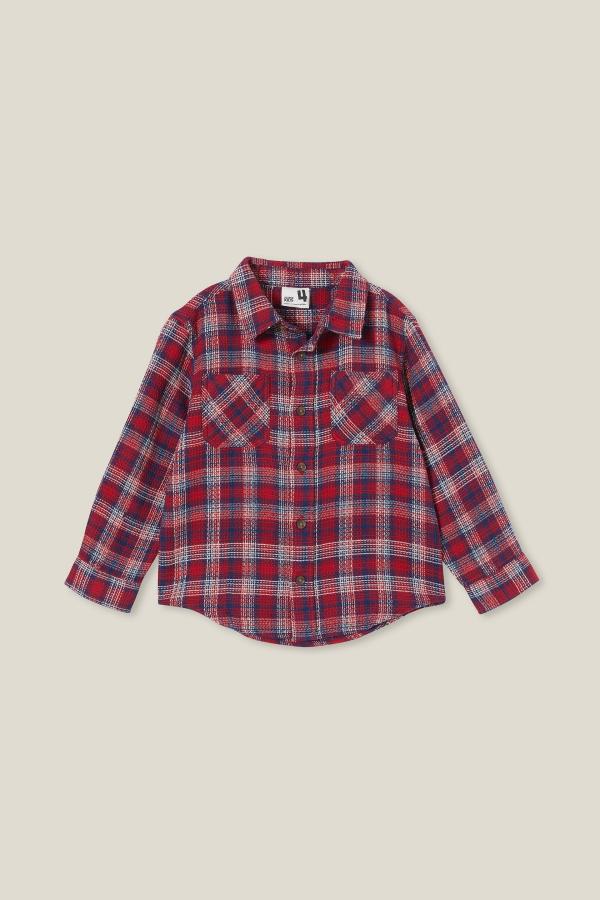Cotton On Kids - Rugged Long Sleeve Shirt - Heritage red/in the navy waffle plaid