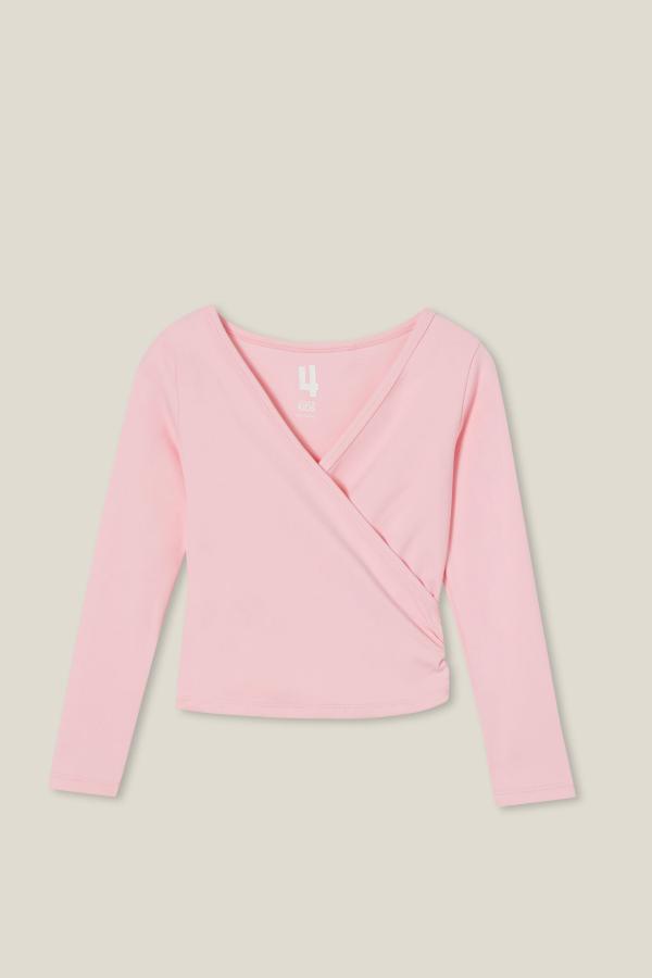 Cotton On Kids - Scarlett Long Sleeve Wrap Top - Blush pink