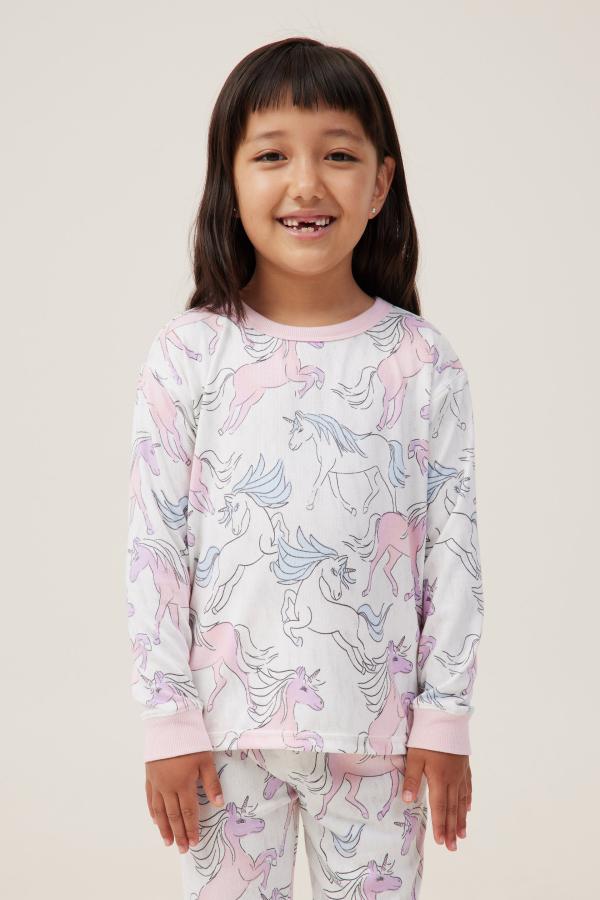 Cotton On Kids - Serena Long Sleeve Pyjama Set - Oatmeale marle/breezy unicorn