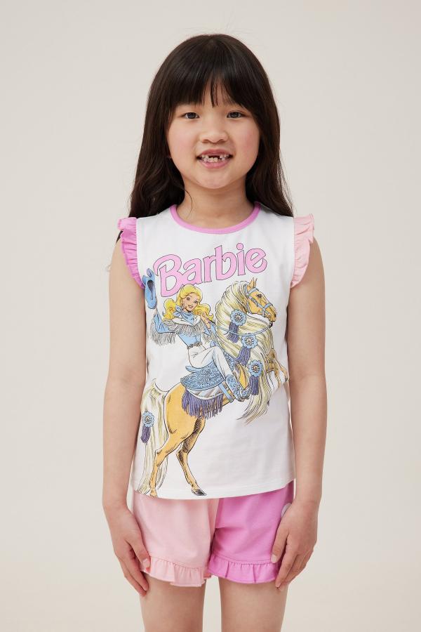 Cotton On Kids - Stacey Flutter Short Sleeve Pyjama Set Licensed - Lcn mat vanilla/barbie western