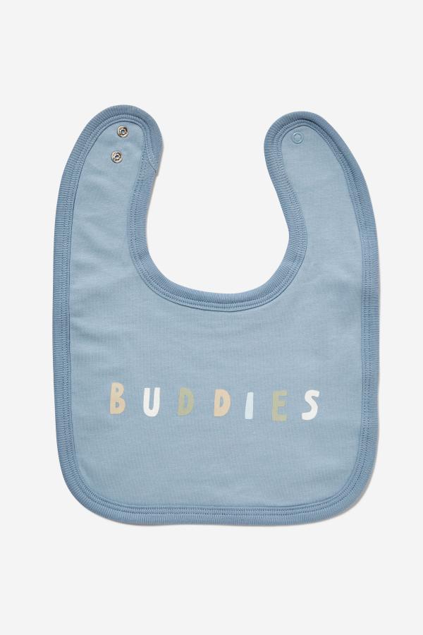 Cotton On Kids - The Baby Bib - Dusty blue/buddies